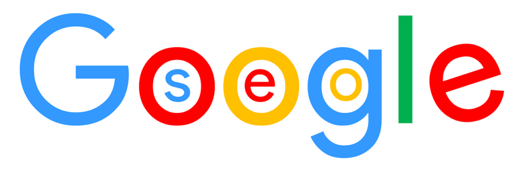 Google SEO logo in bright primary colors with the letter G in blue, o's in red, yellow, and green, and the letter e in blue