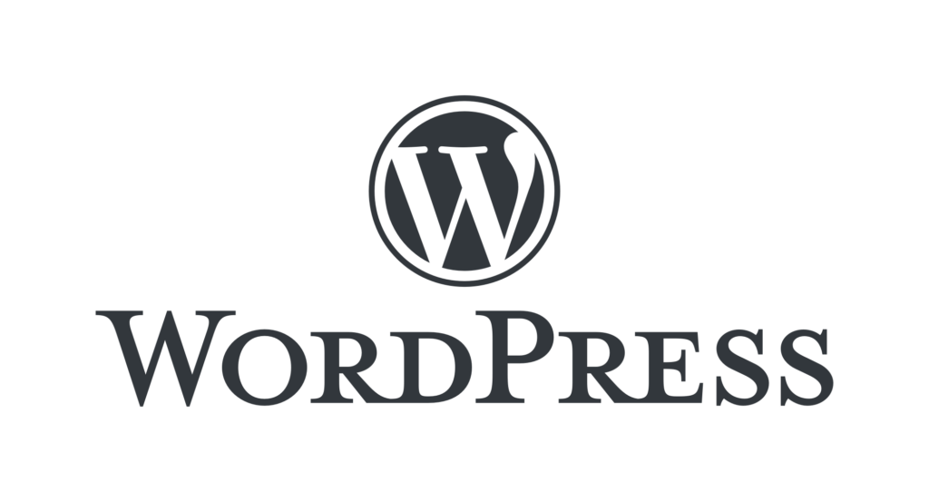 WordPress logo - Blue 'W' with a stylized 'P'. Represents the popular CMS, WordPress.