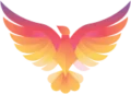 The Phoenix Web Services home page logo featuring a Phoenix emoji in vibrant shades of oranges, reds, and yellows.