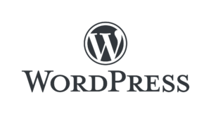 WordPress logo - Blue 'W' with a stylized 'P'. Represents the popular CMS, WordPress.