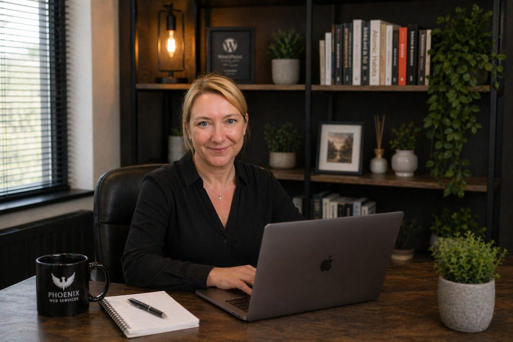 Hayley Rogers in a Zoom meeting with a charity team discussing a website redesign project